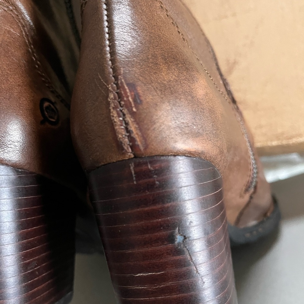 Born Brown Leather Knee-High Heeled Boots - Picture 4 of 16
